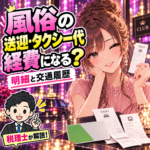 送迎代とタクシー代の明細を確認する夜職の女性のイラスト